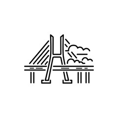 Bridge logo design. Line style vector illustration.
