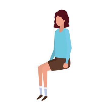 recommend clip art: young woman sitting avatar character