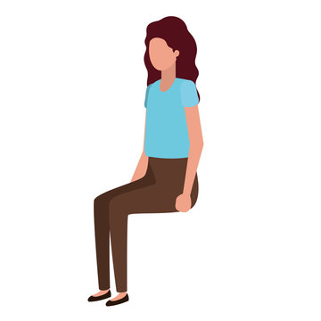 recommend clip art: young woman sitting avatar character