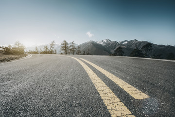 Snow mountain road in ali region, Tibet