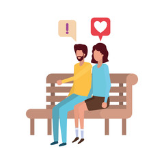 Fototapeta premium couple sitting in park chair avatar character