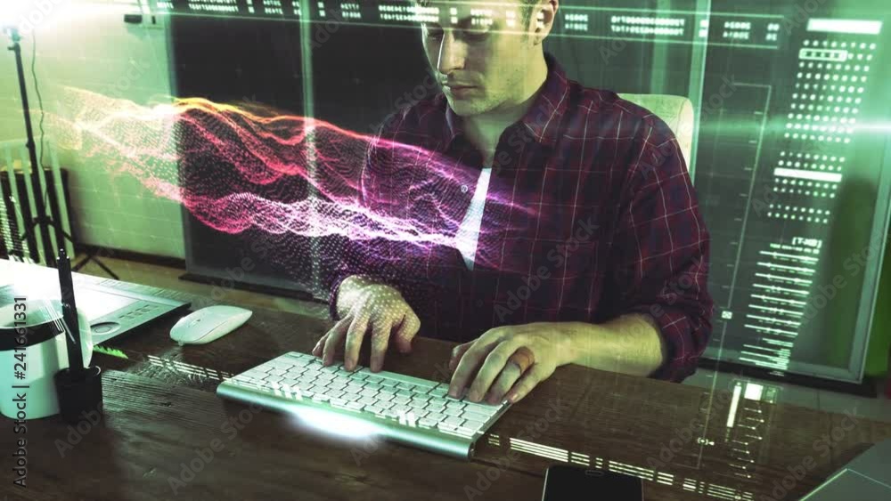 Leinwandbilder A programer hacker trying to breached the computer security by using algorithm source code to exploit weakness in password security