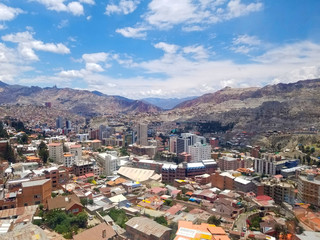 Aerial view of La Paz, Bolivia City center