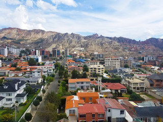 Aerial view of La Paz, Bolivia. South part of the city.