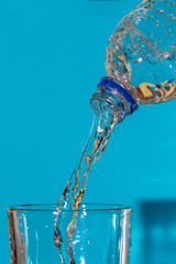 Clean drinking water with blue background