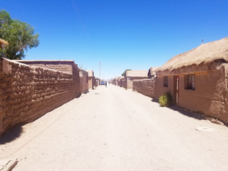 Old village in South America constructed with clay bricks and mud.