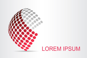 Abstract technology logo stylized spherical surface with abstract shapes.