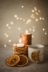 Tea with dried citrus. Autumn theme