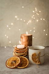 Tea with dried citrus. Autumn theme