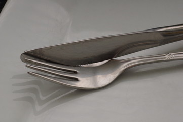 Simple close up of a knife and fork