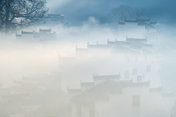 beautiful shicheng village closeup in autumn