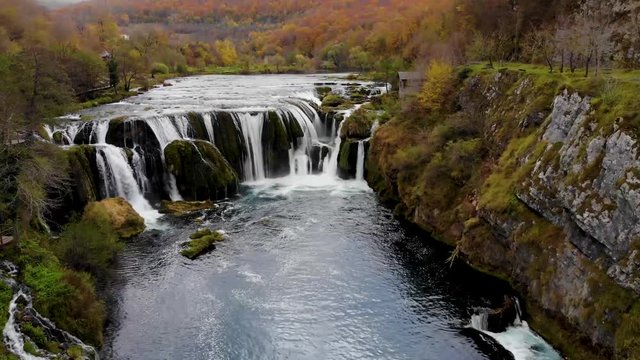Drone fotage of Strbacki Buk in Bosnia and Herzegovina