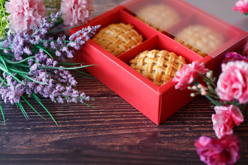 Pies on Red Gift box