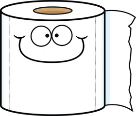 Cartoon Toilet Paper Roll Happy