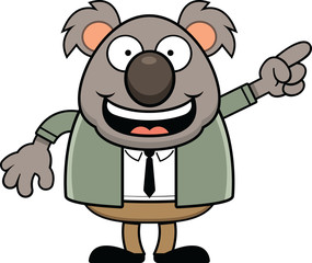 Happy Koala Bear in Suit Pointing