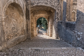 Fototapeta na wymiar Side entrance of an medieval castle.