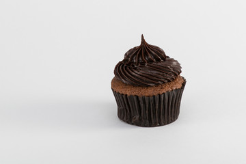 chocolate cupcake on white background, isolated