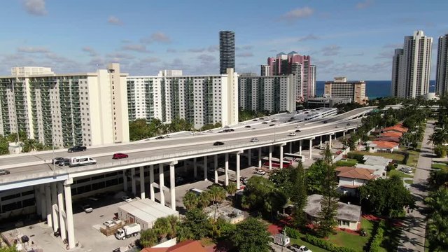 Aerial of Luxury Homes and Condos along Sunny Isles Beach, Southern Golden Beach and Prive Island near Aventura, Miami, Florida.