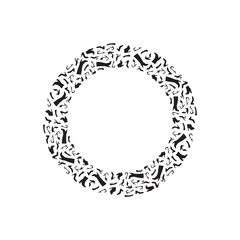 Vector wreath with woman shoes silhouettes. Woman shoes vector r