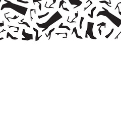 Vector horizontal border with woman shoes silhouettes.