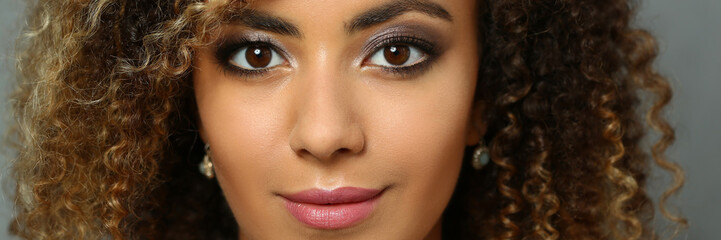 A beautiful black woman with a large face portrait