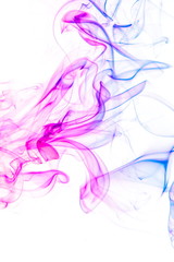 Colored smoke on white background