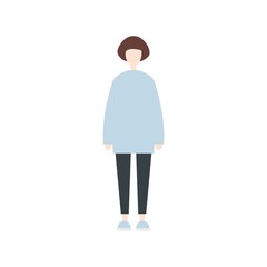 Female character casual style flat icon. Clip art piece. Infographic element