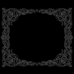 Vintage border frame engraving with retro ornament pattern in antique baroque style decorative design. Vector