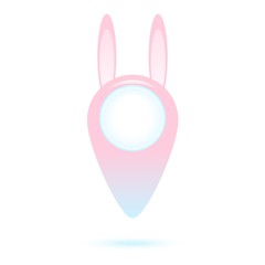 Bunny cute map geo pin. Vector illustration