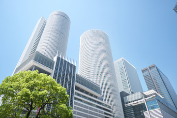 Fototapeta na wymiar 名古屋駅周辺の高層ビル（愛知県）2018年