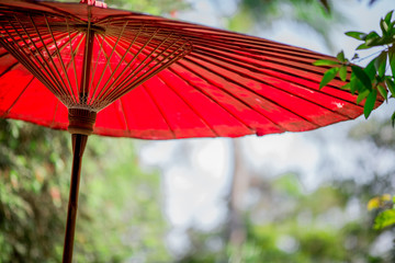 Red shade that is used to cover the shade, decorate the interior of a coffee shop or restaurant. For beauty or to be used as part of a studio to take pictures