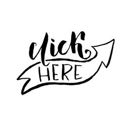 Click here. Modern brush lettering design. Vector calligraphy illustration. Typography poster.
