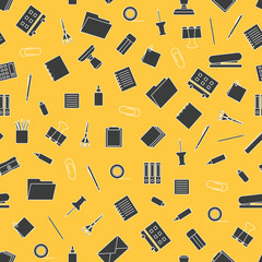 Vector seamless pattern with stationery. Stationery tools seamless pattern.
