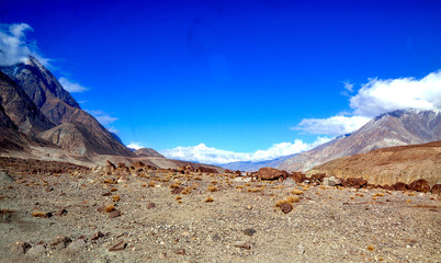 Karakoram mountains range near the Gilgit in the Pakistan