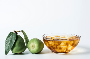 Chinese delicious snacks in the glass bowl of cold powder
