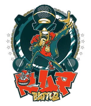 Emblem Rap Battle. Vector Logo, Badge, Sticker Hip Hop And Rap Music