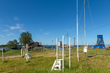 SOLOVKI, REPUBLIC OF KARELIA, RUSSIA - JUNE 25, 2018: Solovetsky Hydrometeorological Station. Solovetsky village on Solovki Island. Solovetsky archipelago, Arkhangelsk Region, Russia