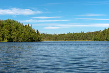 Lake Middle Perth on Solovki Island. Solovetsky archipelago, Arkhangelsk Region, Russia