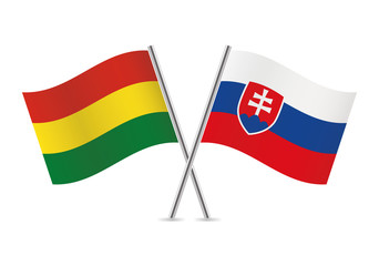 Bolivia and Slovakia flags. Vector illustration.