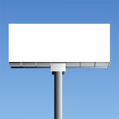 Obraz premium Outdoor blank advertising board with blue background