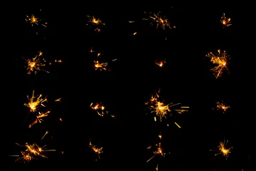Printed kitchen splashbacks Flame set of fire sparking of firework for effect collection pack 1.