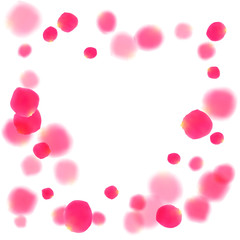 Pink rose petals falling vector valentine background.