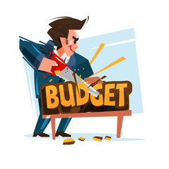businessman cutting budget text, vector