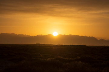 Sunriserosy clouds of dawn in the mountains