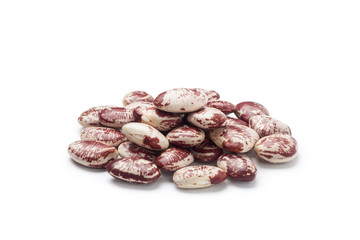 Pile of runner beans isolated on white background