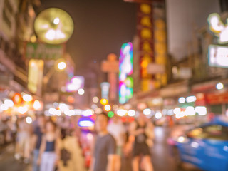 Abstract Blur Photo of Bangkok China Town.Bangkok City Thailand Travel