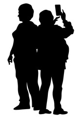Women with camera on white background