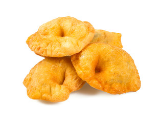 fried poppy bun isolated on white