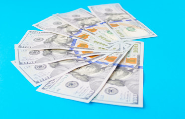 dollars on bright background