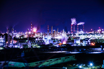 岡山県・水島工業地帯の夜景